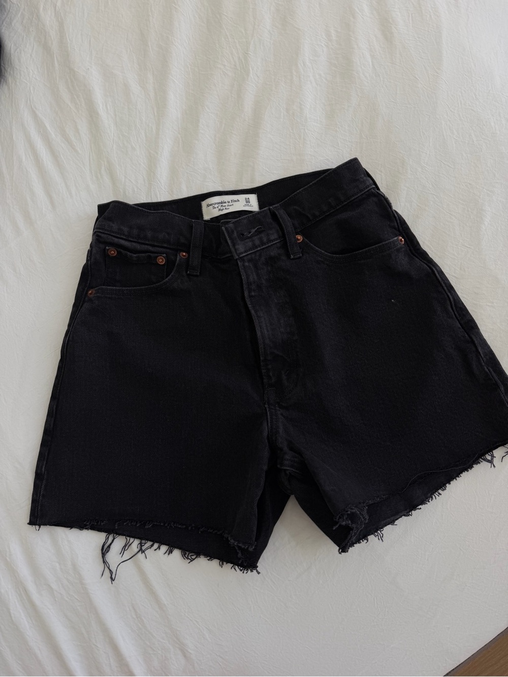 Abercrombie & Fitch Black High-Rise Denim Shorts